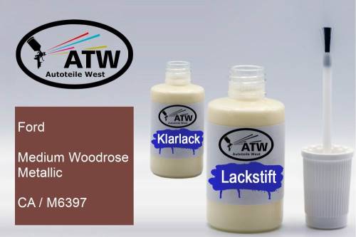 Ford, Medium Woodrose Metallic, CA / M6397: 20ml Lackstift + 20ml Klarlack - Set, von ATW Autoteile West.